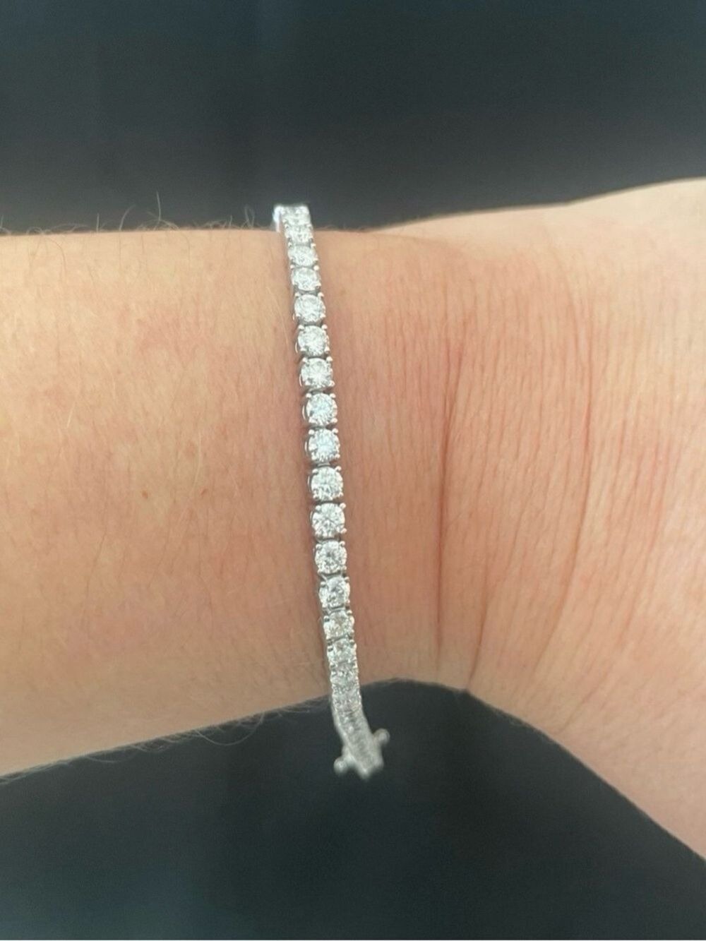Rhodium plated over 925 silver 5.00ctw 6” 3mm Moissanite tennis bracelet
